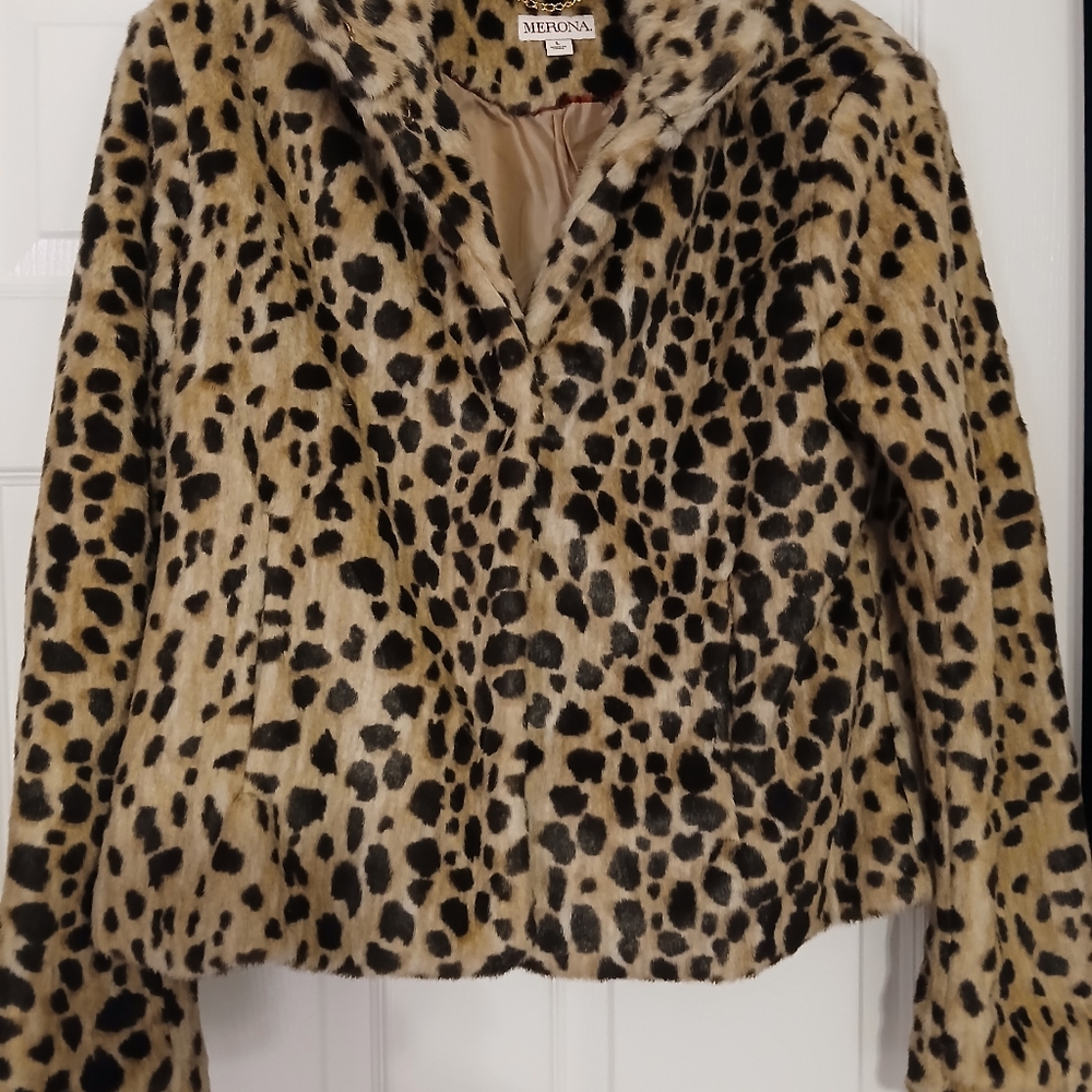 Merona Leopard Print Faux Fur Blazer